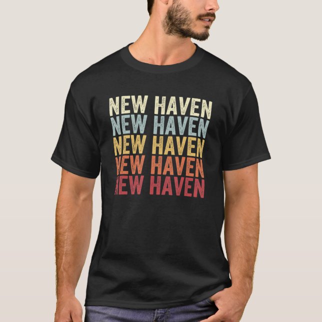 Camiseta Novo Haven New York New Haven NY Retro Texto Vinta (Frente)