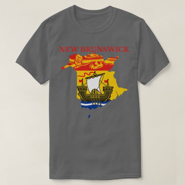 Camiseta Novo Mapa de Sinalizador de Brunswick NB Canadá  (Frente do Design)
