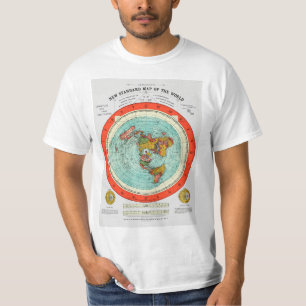 Camiseta Novo mapa padrão da Terra plana mundial