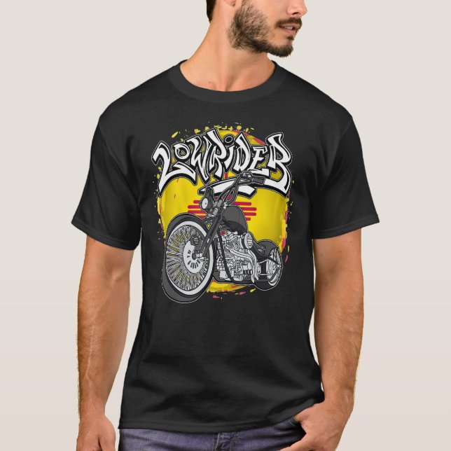 Camiseta Novo México Bandeira Latino Vicla Cholo Motociclet (Frente)