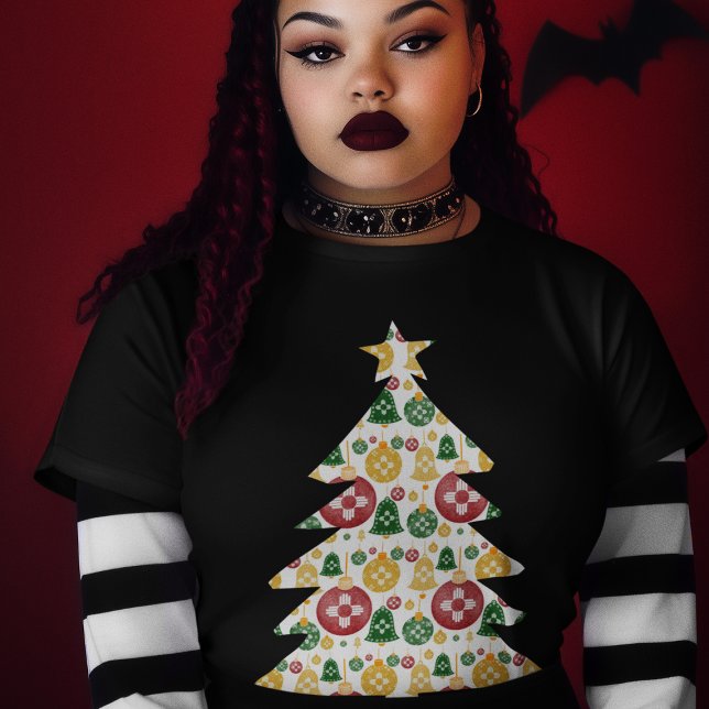 Camiseta Novo México Enfeites de natal Zia Red Green Blue (Criador carregado)