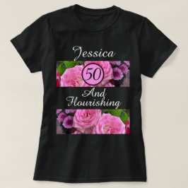 Camiseta Novo Nome Personalizado De Flor Rosa 50 E Floreant