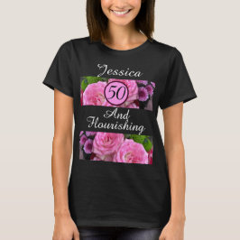 Camiseta Novo Nome Personalizado De Flor Rosa 50 E Floreant