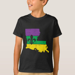 Camiseta Novo Orleans Louisiana Mapa Jester Funny Mardi Gra