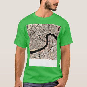 Camiseta Novo Padrão de Mapa Orleans em Pastéis Rosa Suaves