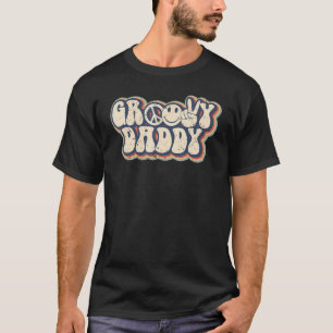 Camiseta Novo papai de Groovy Retro Grávida Pai Revela Nasc