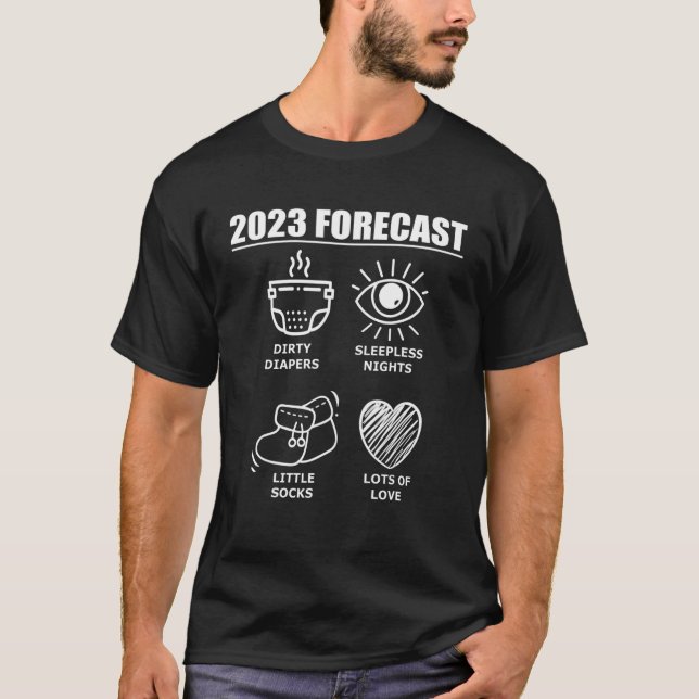 Camiseta novo papai de previsão de 2023 Mãe Anúncio do bebê (Frente)