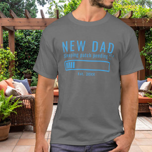 Camiseta Novo Papai Dormindo Patch Pendente Engraçado Azul