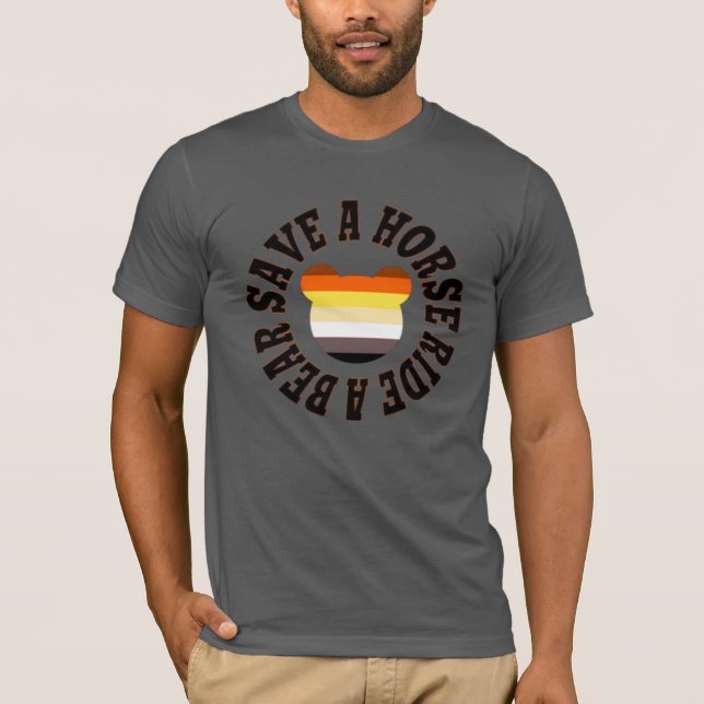 Camiseta NOVO! Urso Bonito Salva Cavalo Passear Um Urso (Frente)
