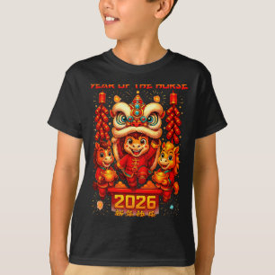 Camiseta Novos Trajes Chineses de Cavalos para Meninas