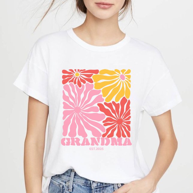 Camiseta now grandma nana nanny mimi gigi floral (Criador carregado)