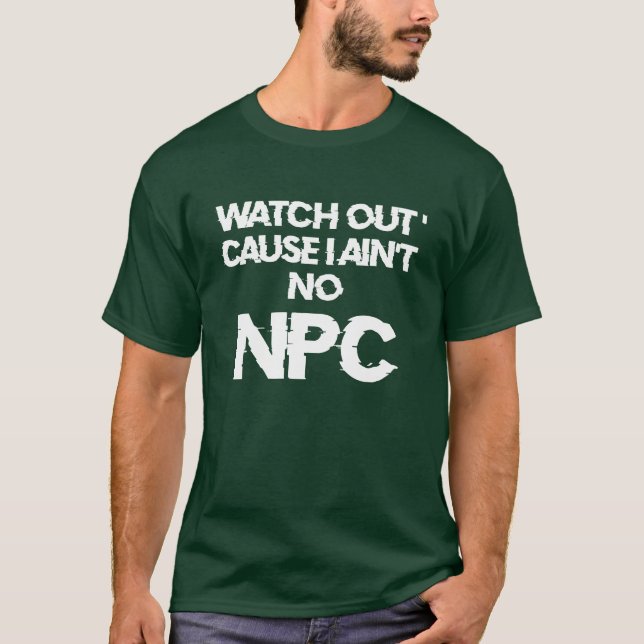 Camiseta NPC - ADVERTÊNCIA de personagem que não é o jogado (Frente)