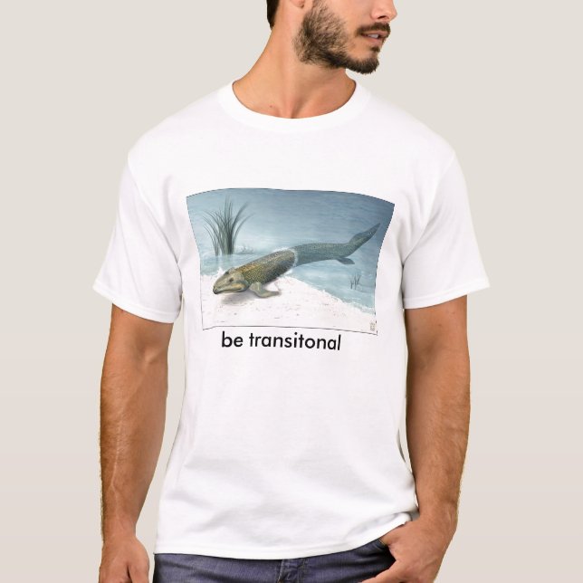 Camiseta NSF-ilustração-de-tiktaalik, seja transitonal (Frente)