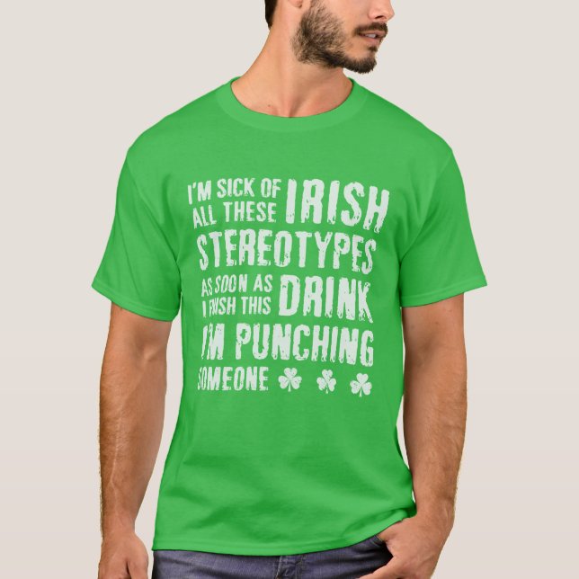 Camiseta NSPF Engraçado Estereótipos irlandeses em T-Shirt (Frente)