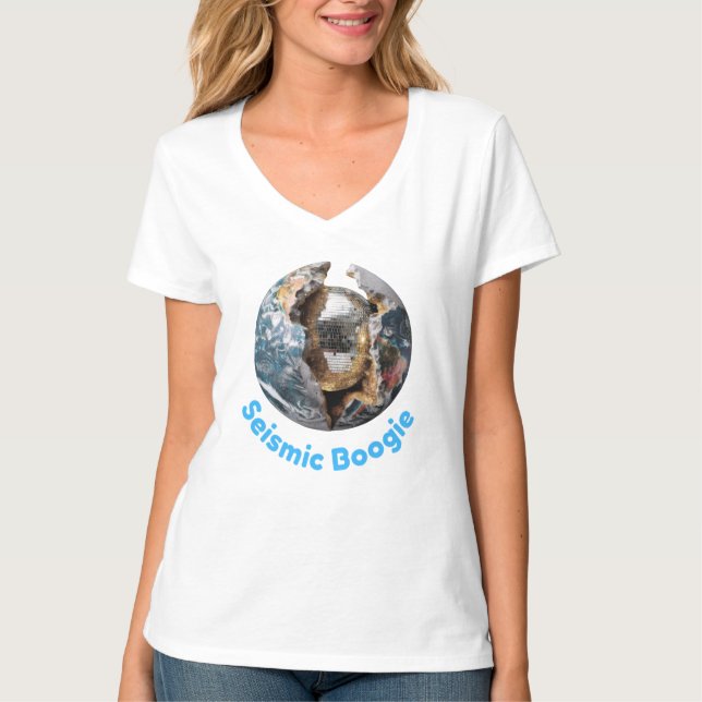 Camiseta Núcleo do Disco Planeta - A Terra quebra no Modo d (Frente)