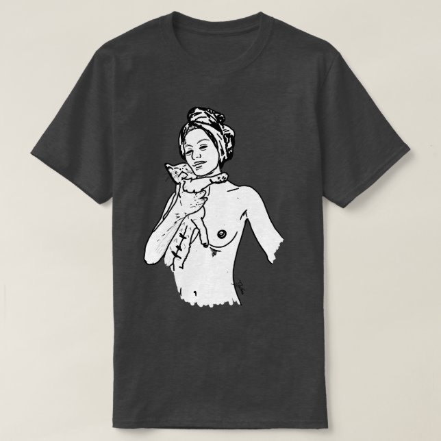 Camiseta NUDEART domesticado pelo gato (Frente do Design)