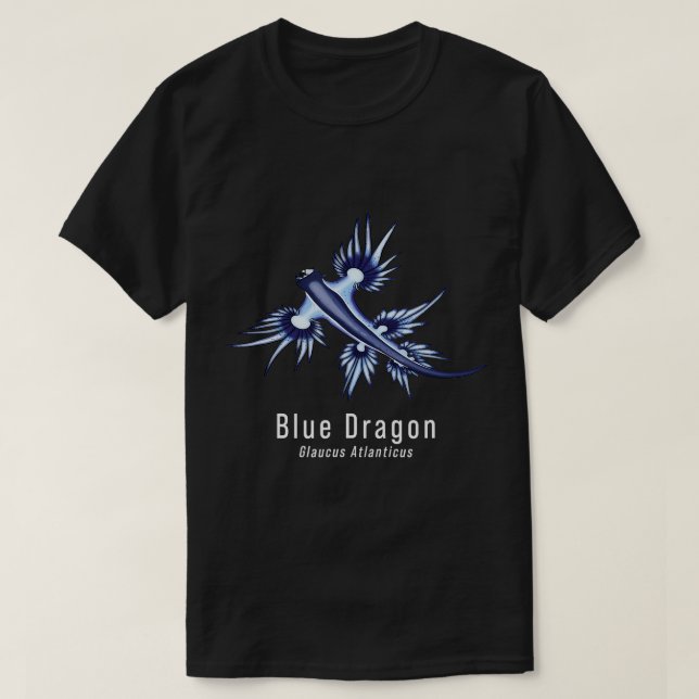 Camiseta Nudibranch Blue Dragon Sea Slug Ocean Scuba Diver (Frente do Design)