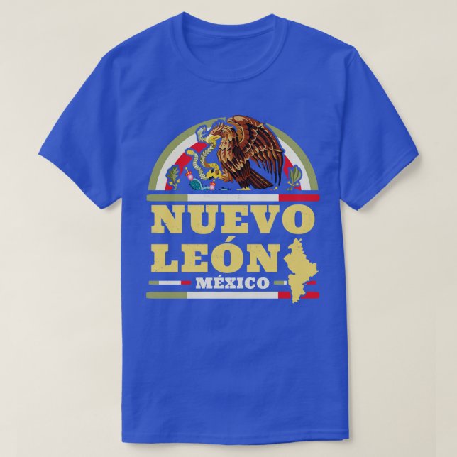Camiseta Nuevo Leon México Mapa Bandera Mexicana Rua Mexica (Frente do Design)