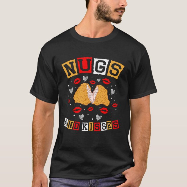 Camiseta Nug E Beijos Nuggies Tendies Comida Lanche Frango (Frente)