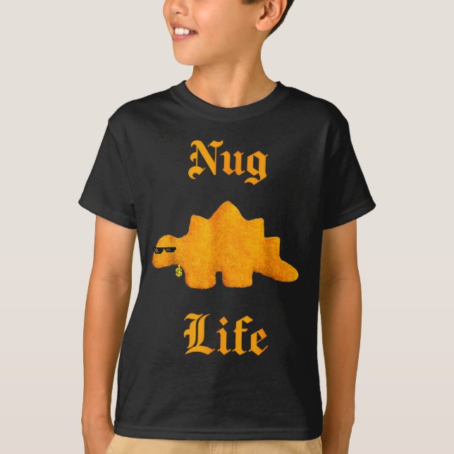 Camiseta Nug Life Dinosaur Chicken Nugget Funny Retro  (Frente)