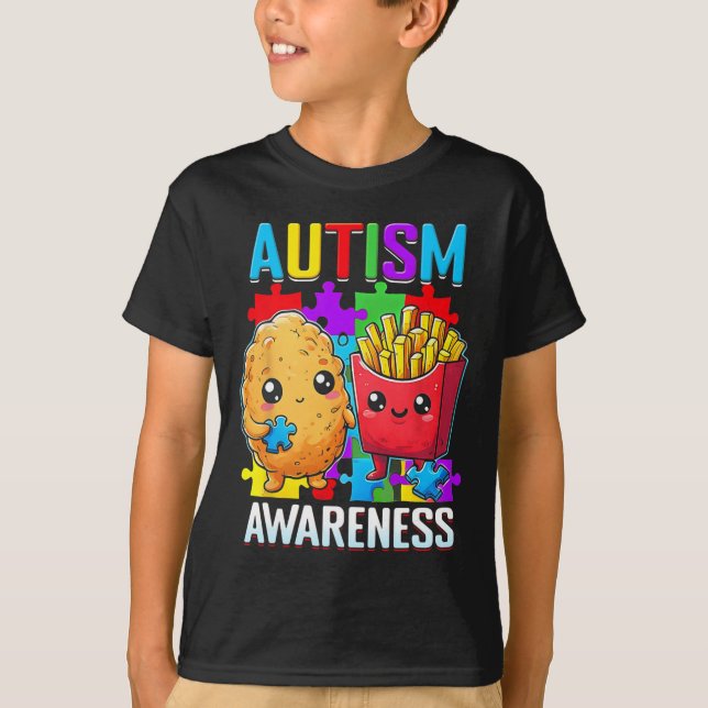 Camiseta Nugget De Frango E Batata Frita Conscientização Do (Frente)