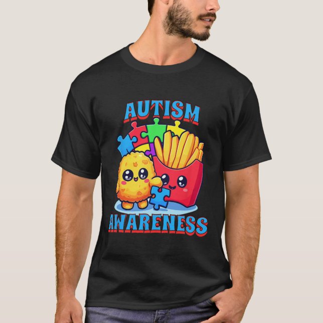 Camiseta Nugget De Frango E Batata Frita Conscientização Do (Frente)