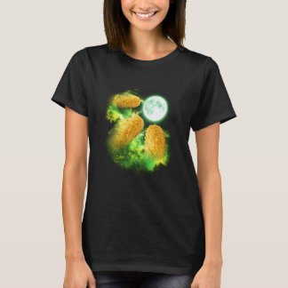Camiseta Nugget de Frango Uivando para a Lua Verde tie dye