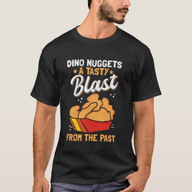 Camiseta Nuggets de Dino Lanche de Frango Explosão Nostálgi (Frente)
