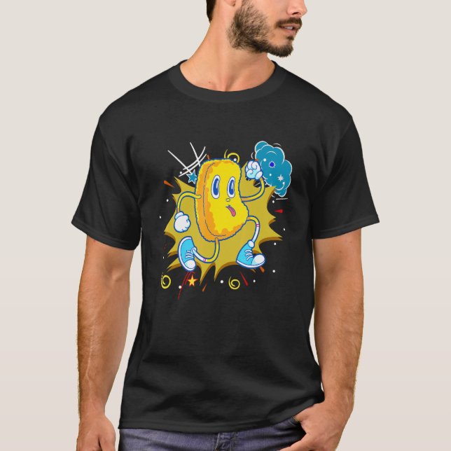 Camiseta Nuggets de frango com alimentos que executam nugge (Frente)