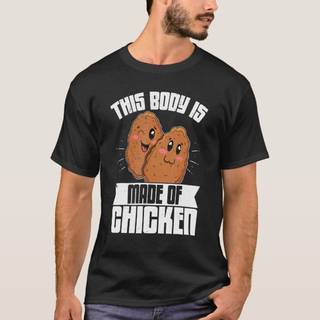 Camiseta Nuggets de Frango Comida Rápida Receita de Comida  (Frente)