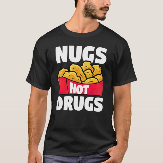 Camiseta Nuggets de Frango Não Drogas Frango Engraçado (Frente)