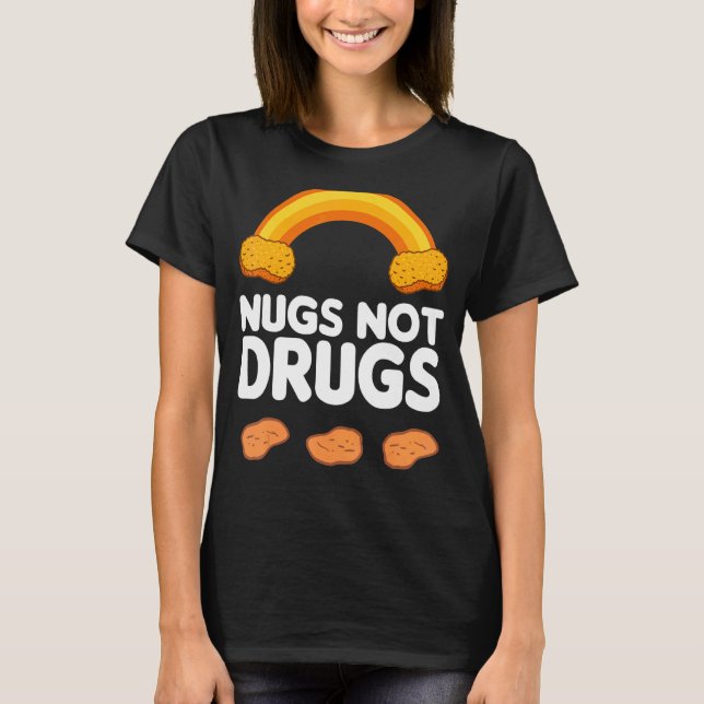 Camiseta Nugs Não Drogas Fantasia Arco-Íris de Frango (Frente)