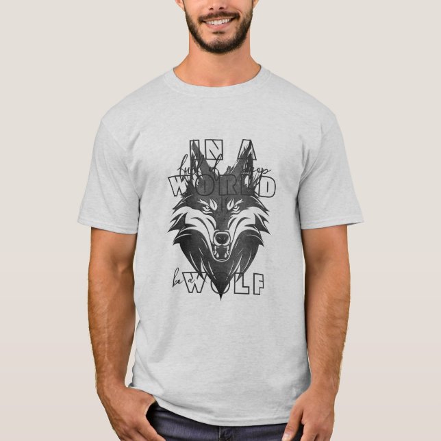Camiseta Num Cheio Mundial De Ovelha, Seja Um Lobo (Frente)