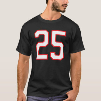 Camiseta Number #25 Sports Jersey Birthday Red White Lucky 