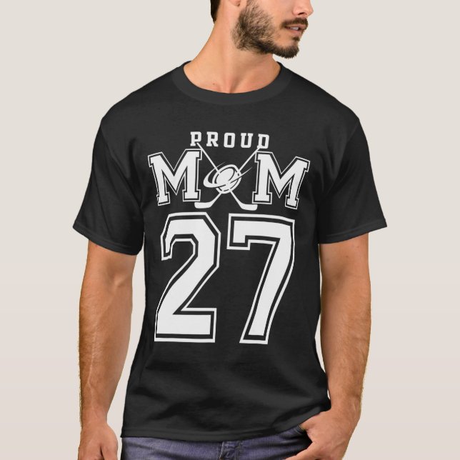 Camiseta Number 27 Custom Proud Hockey Mom Personalized For (Frente)