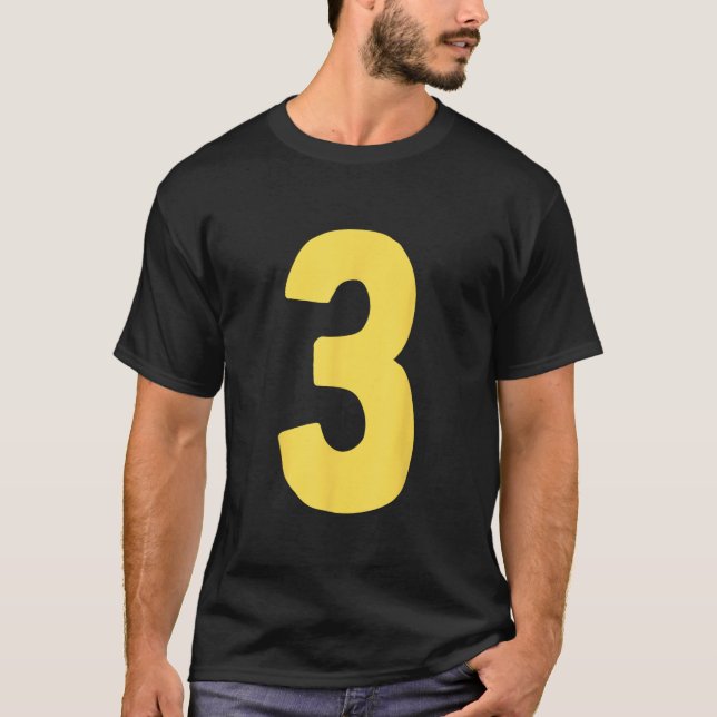 Camiseta Number 3 big and bold in yellow  (Frente)