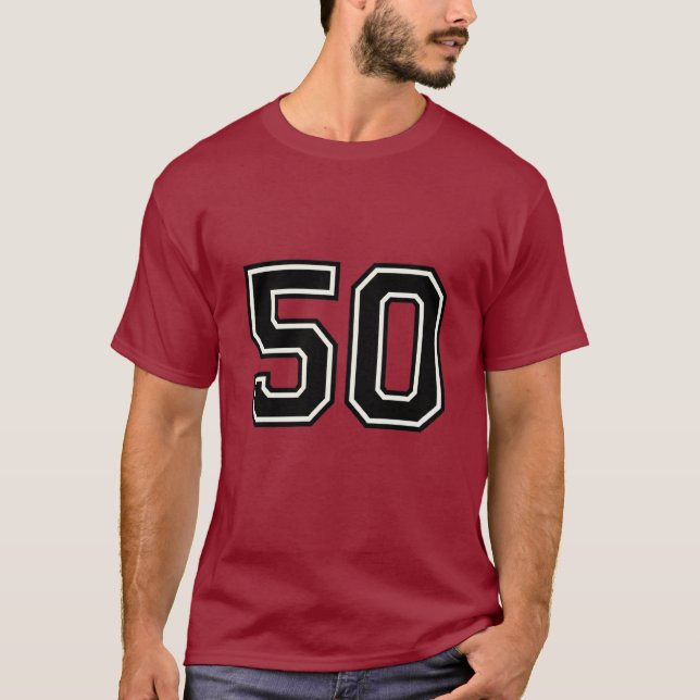 Camiseta Number 50 Varsity Sports Jersey | 50th Birthday  (Frente)