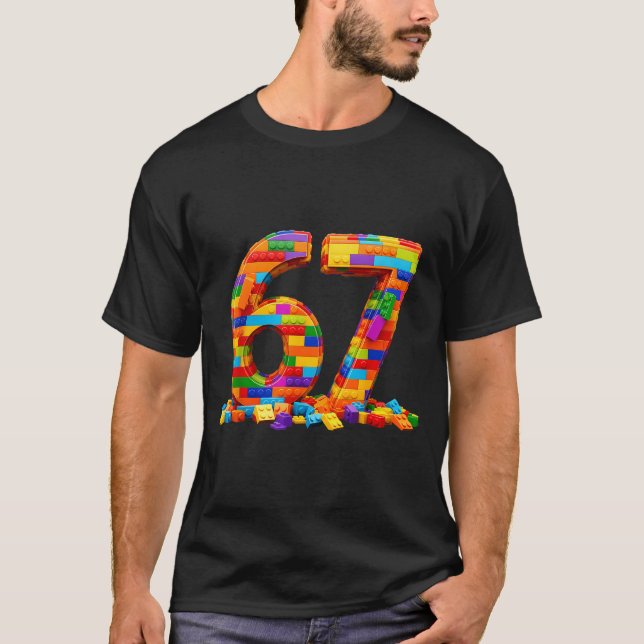 Camiseta Number 67 Meme Six Seven 6 7 Building Blocks Gen A (Frente)