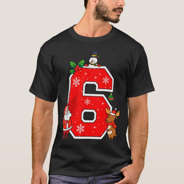Camiseta Number 6 7 Meme 67 Couple Pajamas Christmas Matchi (Frente)