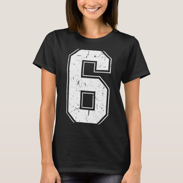 Camiseta Number 6 Matching Costume 67 Meme Costume Distress (Frente)