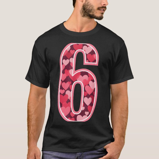 Camiseta Number 6 Tee Six Seven 6 7 67 Valentines Matching  (Frente)