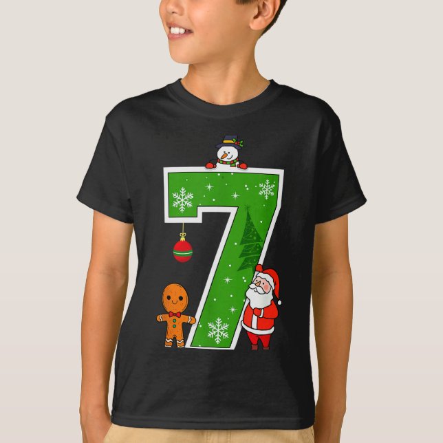 Camiseta Number 7 67 Meme Couple Pajamas Christmas Matching (Frente)