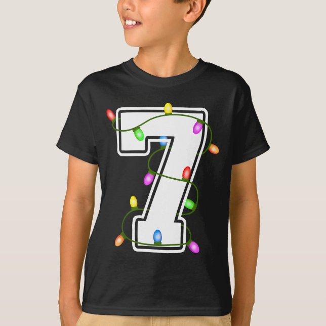 Camiseta Number 7 7th Birthday Boy Christmas Happy Birthday (Frente)