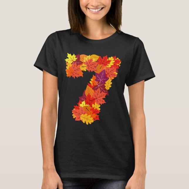 Camiseta Number 7 7th Birthday Seven Thanksgiving Fall Happ (Frente)