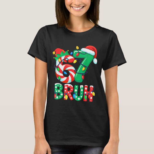 Camiseta Number 7 Funny Meme Saying 6 7 Six Seven Christmas (Frente)