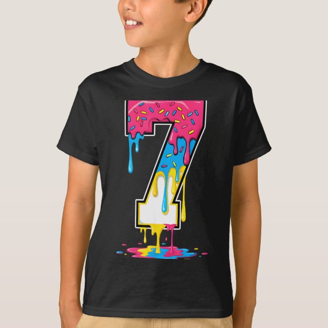 Camiseta Number 7 Team Srts Ice Cream Drip Matching Varsity (Frente)