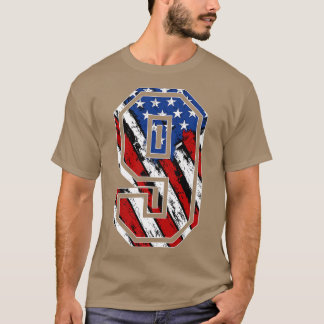 Camiseta Number 9 Red White and Blue American Flag 9 Jersey