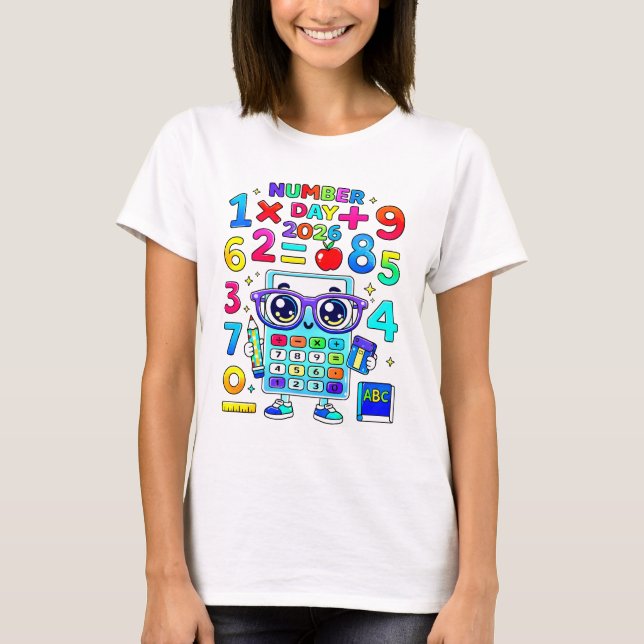 Camiseta Number Day 2026 Cute Calculator Math T Shirt (Frente)