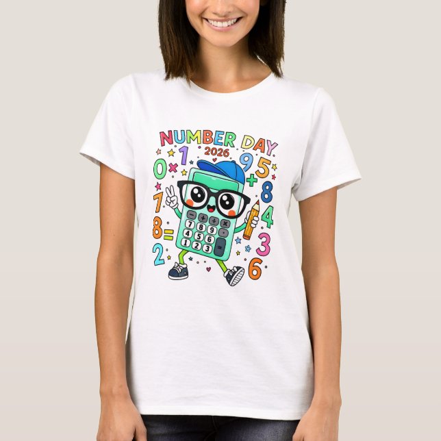 Camiseta Number Day 2026 Cute Calculator Math T Shirt (Frente)