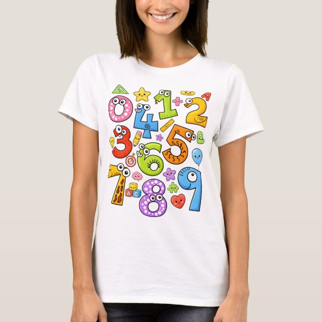 Camiseta Number Day Cute Colorful Numbers Math T Shirt (Frente)